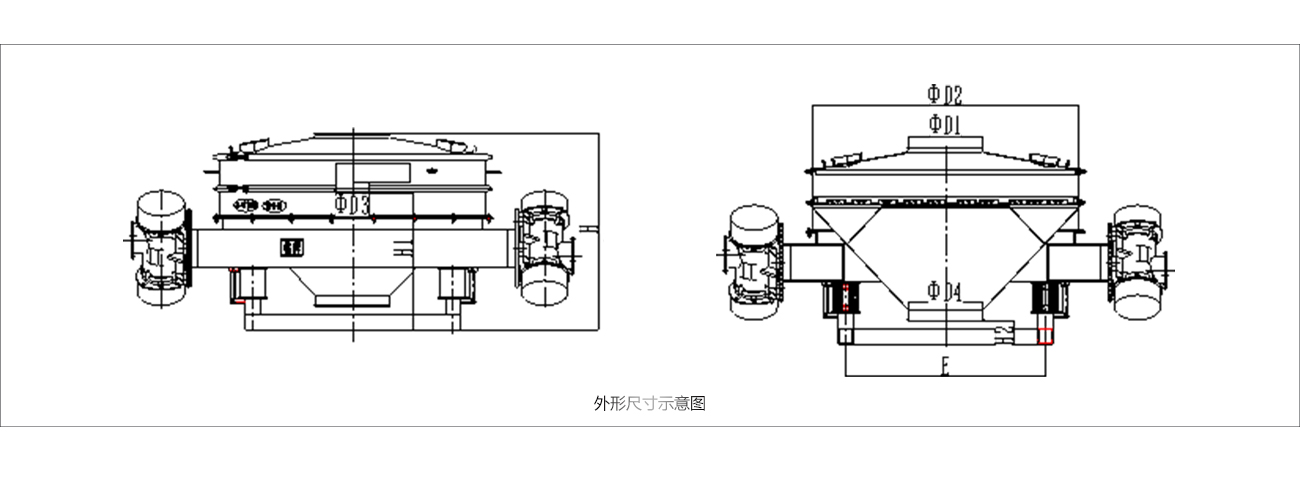 防爆直排筛外形示意图