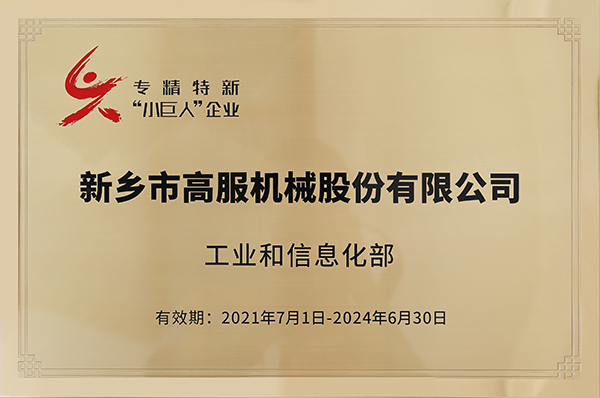 2020年，入选“国家级专精特新小巨人”企业